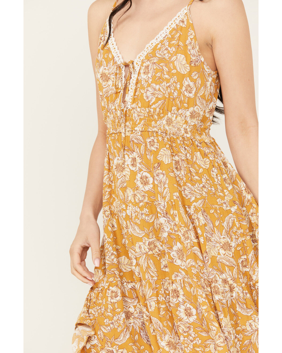 Image #3 - Wild Moss Women's Smocked Waist Cami Mini Dress, Mustard, hi-res