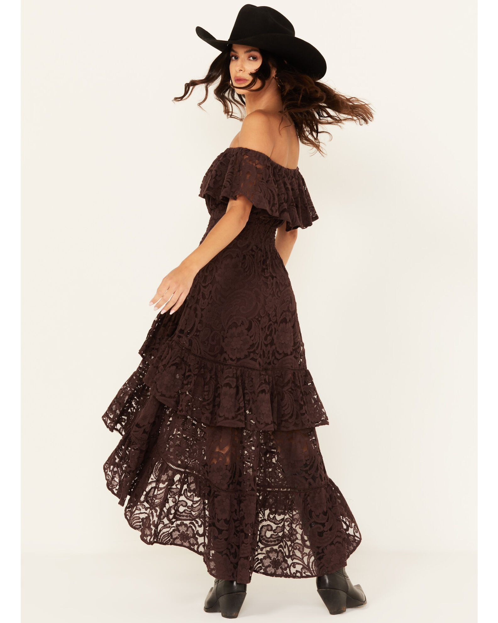 Shyanne Women s Lace Off The Shoulder High Low Dress Sheplers