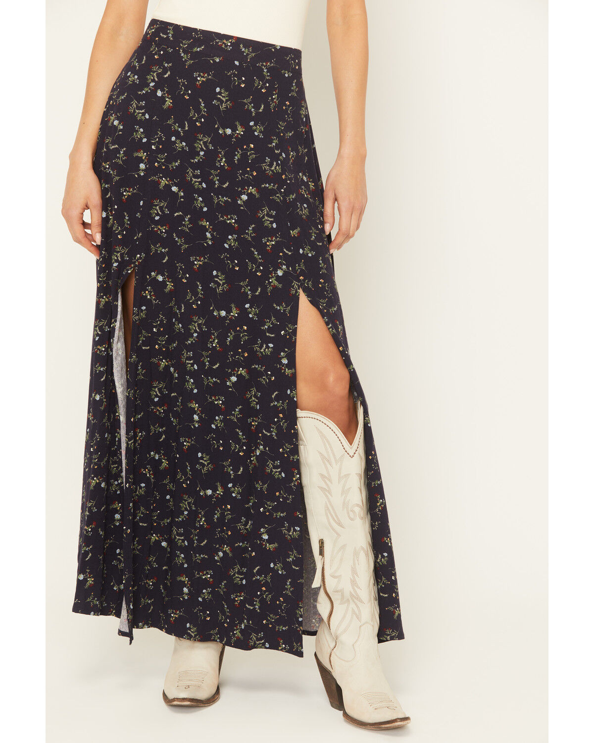 Image #2 - Idyllwind Women's Trinity Ditsy Floral Print Maxi Skirt, Indigo, hi-res