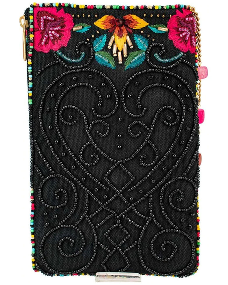 Mary Frances Women's Imagine Skull Floral Embroidered Bead Phone Crossbody Bag, Multi, hi-res