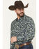 Image #2 - Gibson Trading Co Men's Hubert Floral Print Long Sleeve Snap Stretch Western Shirt, Navy, hi-res