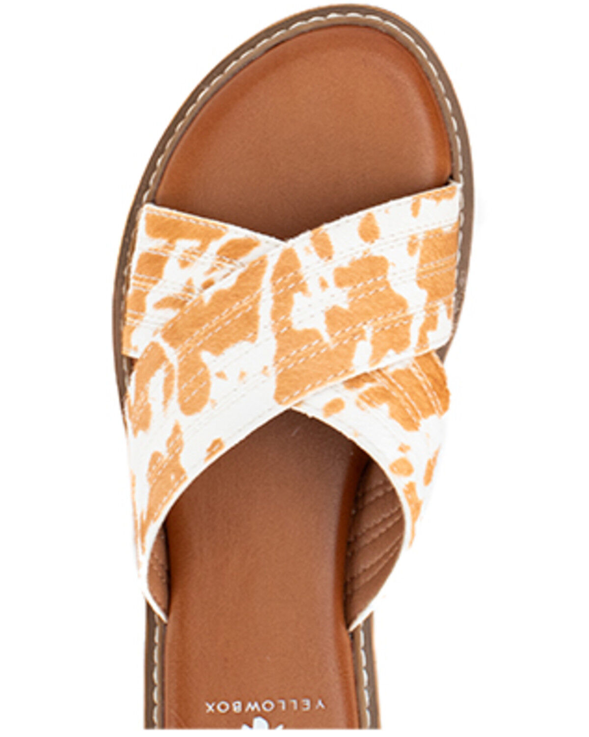 Image #4 - Yellow Bow Women's Linta Crossband Slide Sandals, Cream/brown, hi-res