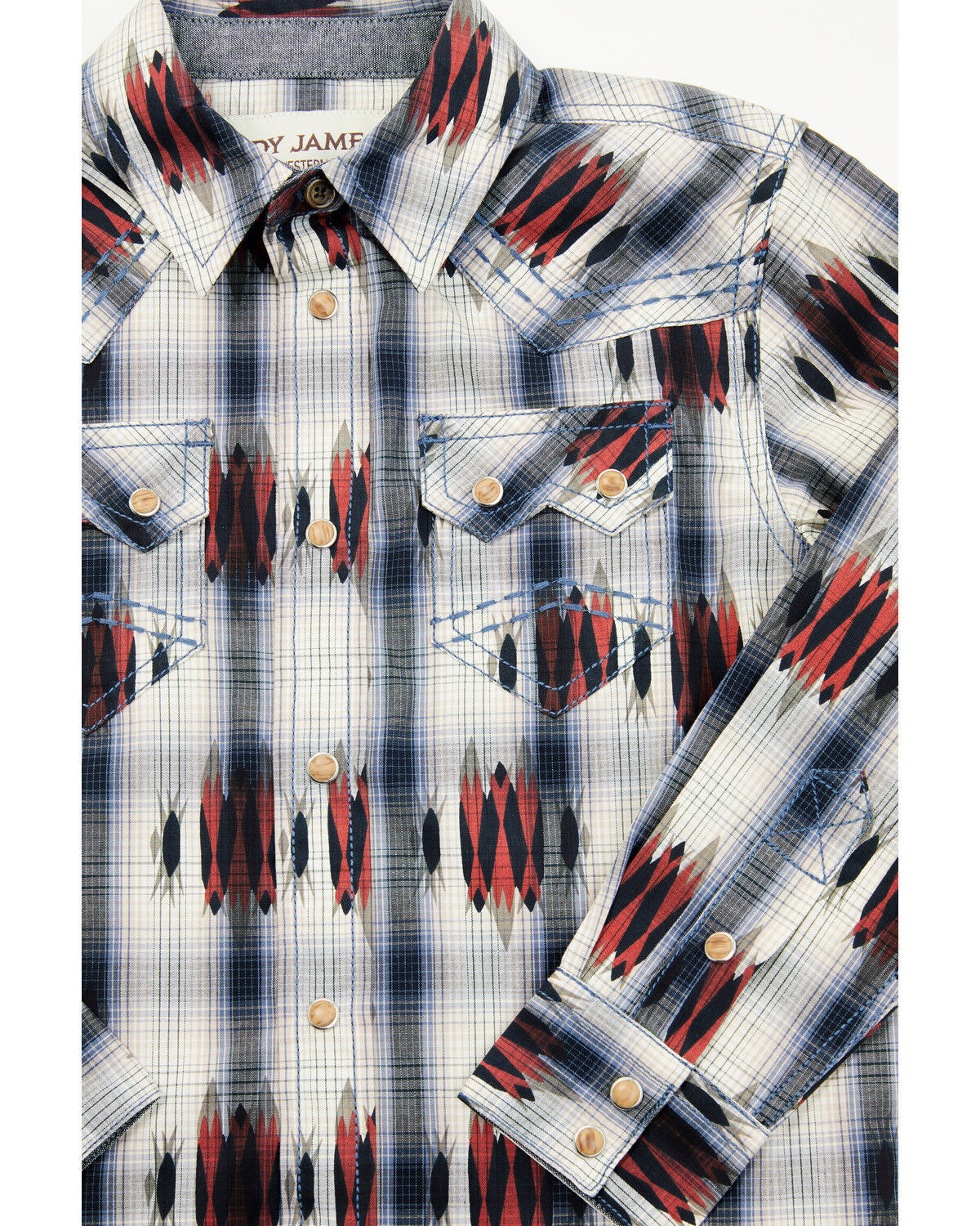 Image #2 - Cody James Toddler Boys' Zion Sunset Plaid Print Long Sleeve Snap Western Shirt, Red, hi-res