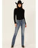 Image #3 - Grace In LA Women's Medium Wash Geo Print Embroidered Mid Rise Bootcut Stretch Denim Jeans, Medium Wash, hi-res
