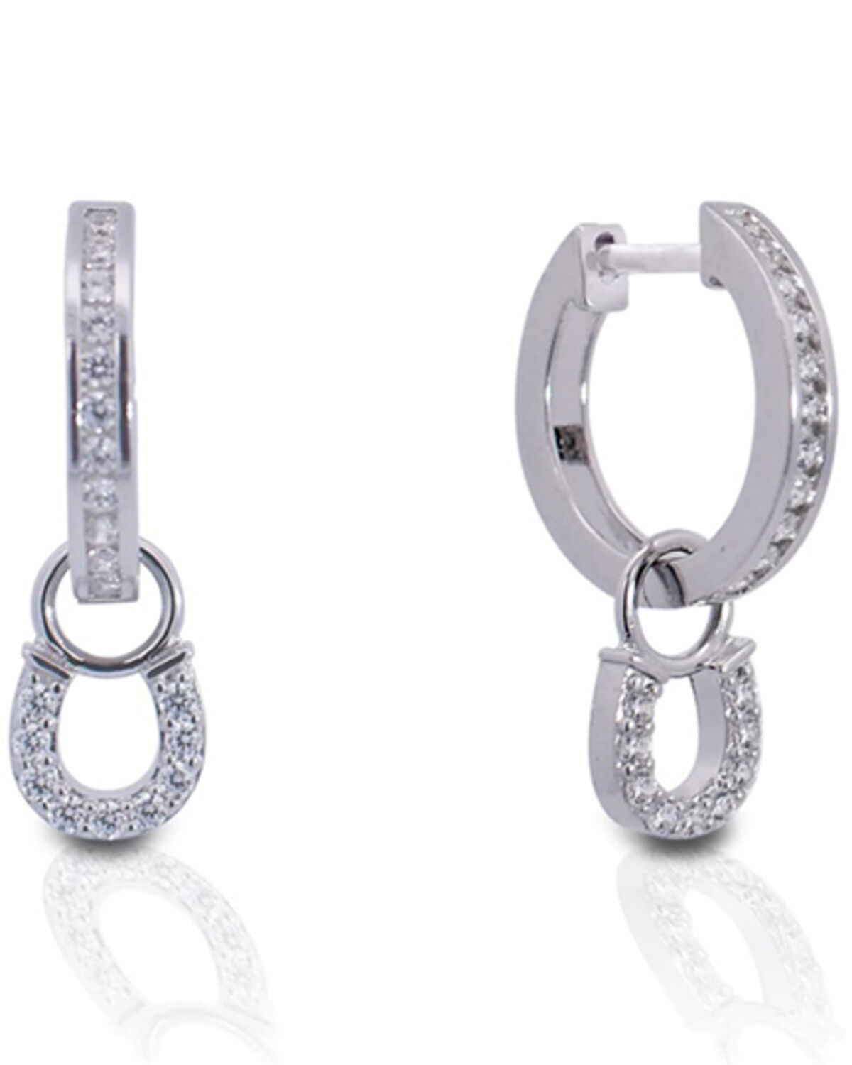 Image #1 - Kelly Herd Women's Sterling Silver Hanging Horseshoe Earrings, Silver, hi-res