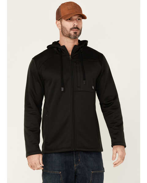 Hawx Men's Merrick Grid Back Zip-Front Fleece Hooded Work Jacket , Black, hi-res