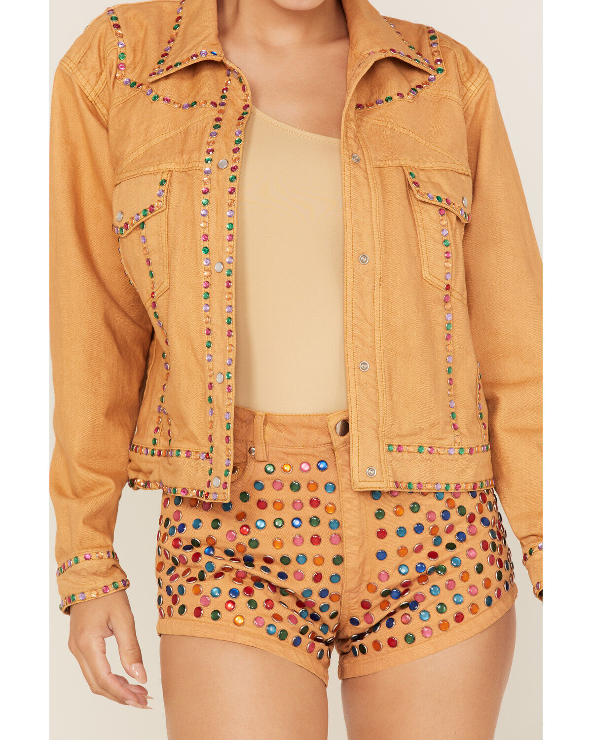 Image #3 - Understated Leather Women's Elvis Rhinestone Western Denim Snap Jacket, Rust Copper, hi-res