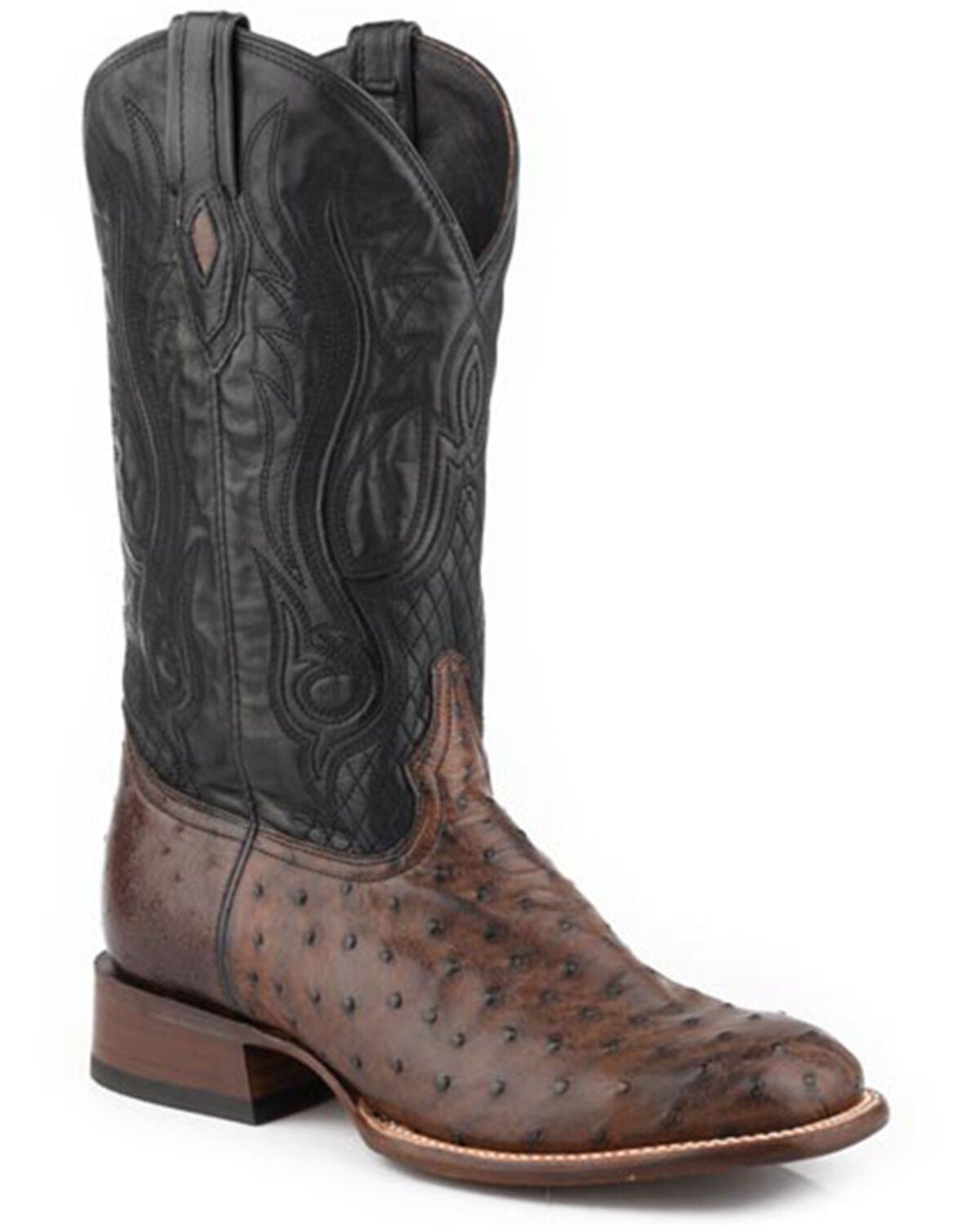 Stetson Men's Ozzy Exotic Ostrich Western Boots - Broad Square Toe, Brown, hi-res