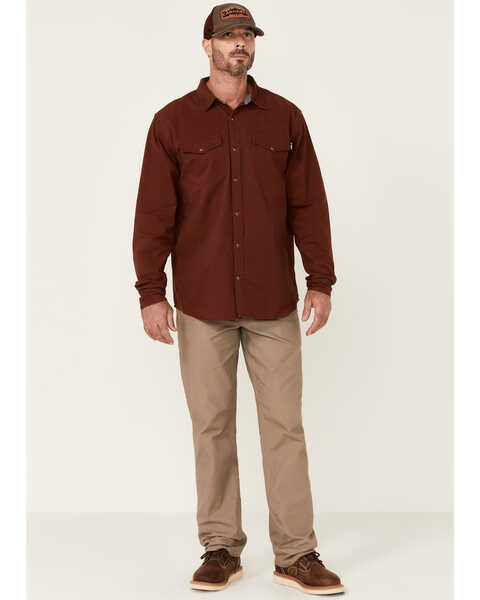 Image #2 - Hawx Men's Solid Mahogany Twill Snap Long Sleeve Work Shirt - Big , Mahogany, hi-res