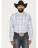 Image #1 - George Strait by Wrangler Men's Plaid Print Long Sleeve Button-Down Stretch Western Shirt, White, hi-res