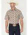 Image #1 - Wrangler Retro Men's Plaid Print Short Sleeve Snap Western Shirt, Brown, hi-res