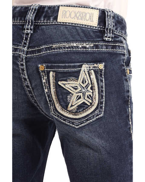 Image #3 - Rock & Roll Denim Girls' Star & Horseshoe Medium Bootcut Jeans, Blue, hi-res