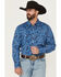 Image #1 - Wrangler Retro Men's Paisley Print Long Sleeve Snap Western Shirt, Navy, hi-res