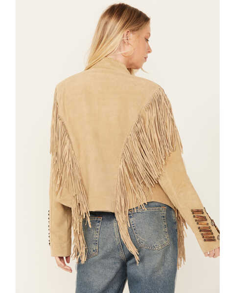 Image #4 - Scully Women's Beaded and Lace Fringe Jacket , Tan, hi-res