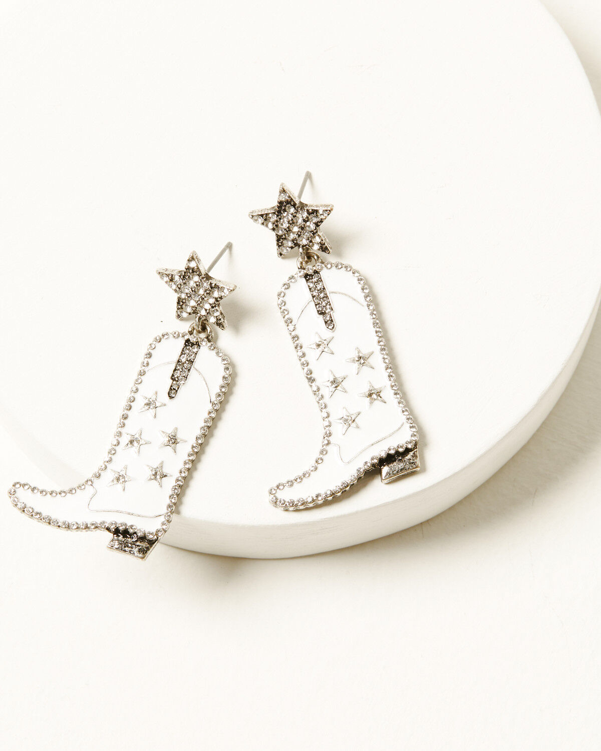 Image #1 - Idyllwind Women's Star Boots Earrings, White, hi-res