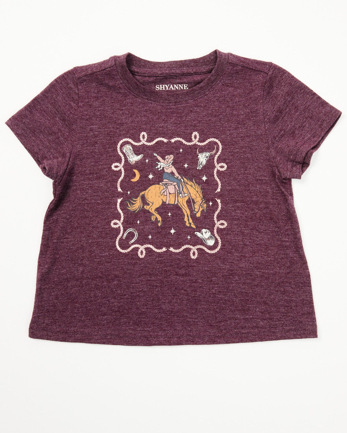 Shyanne Toddler Girls' Cowgirl Icons Short Sleeve Graphic Tee, Grape, hi-res