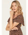 Image #3 - Angie Women's Floral Print Short Sleeve Mini Dress, Dark Brown, hi-res