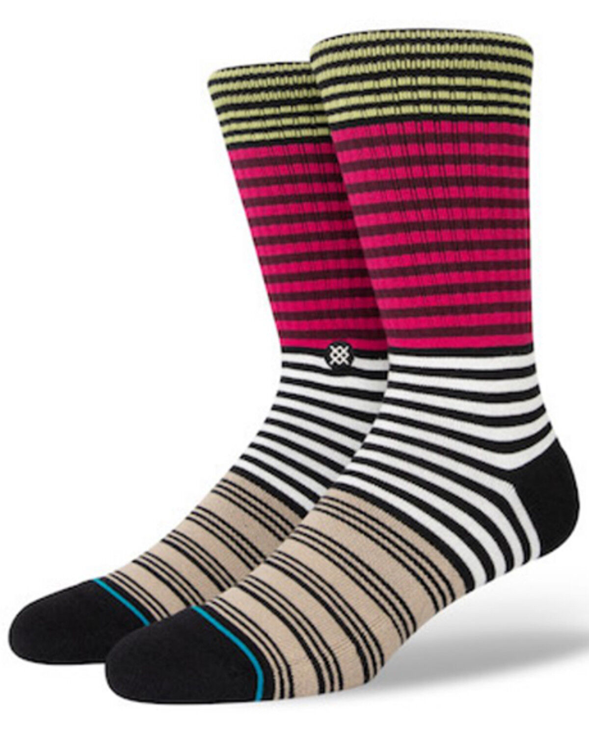 Image #1 - Stance Men's Diatonic Stripe Crew Socks, Magenta, hi-res