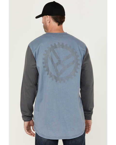 Image #4 - Hawx Men's FR Color Block Long Sleeve Graphic Work T-Shirt , Blue, hi-res