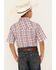 Roper Boys' Plaid Print Short Sleeve Western Pearl Snap Shirt, White, hi-res