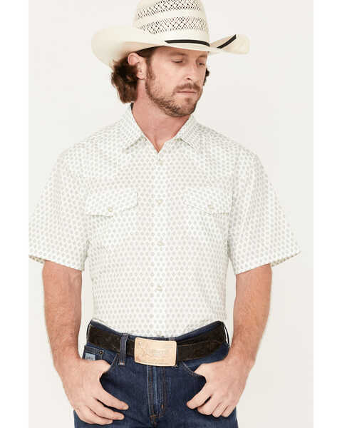 Gibson Men's Geo Fun Geo Print Snap Western Shirt , Cream, hi-res