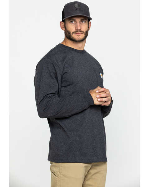 Image #3 - Carhartt Men's Loose Fit Heavyweight Long Sleeve Logo Pocket Work T-Shirt, Charcoal, hi-res