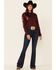 Image #2 - Ariat Women's Zinfandel Team Kirby Stretch Long Sleeve Button Shirt, Burgundy, hi-res