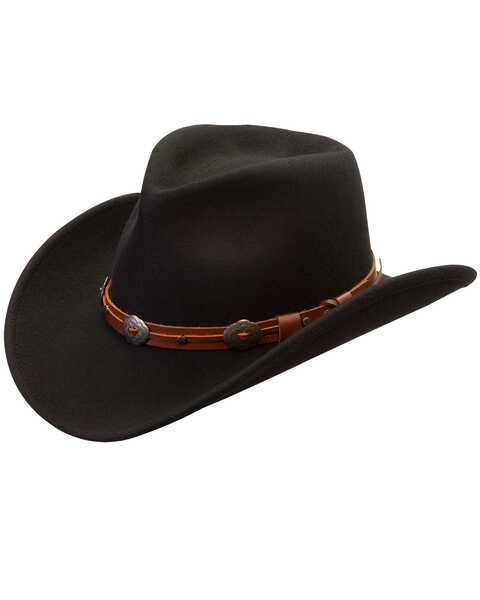 Silverado Men's Henley Crushable Felt Western Fashion Hat, Black, hi-res