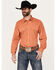 Image #1 - Resistol Men's Diamond Hat Print Long Sleeve Pearl Snap Western Shirt, Coral, hi-res