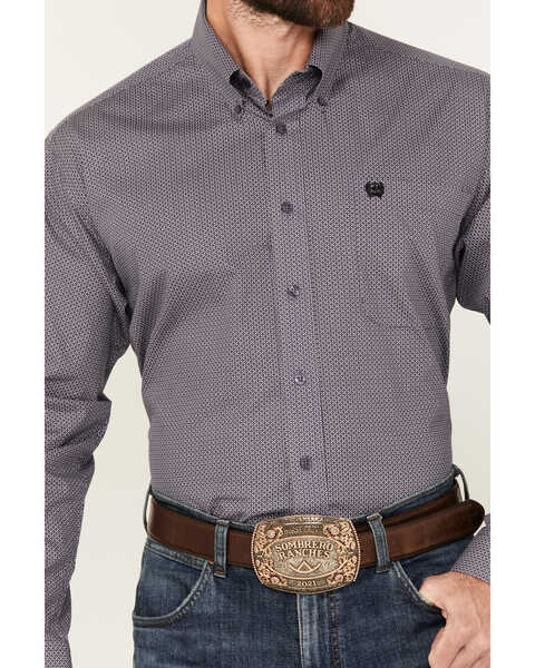 Image #3 - Cinch Men's Diamond Geo Print Long Sleeve Button-Down Western Shirt, Purple, hi-res