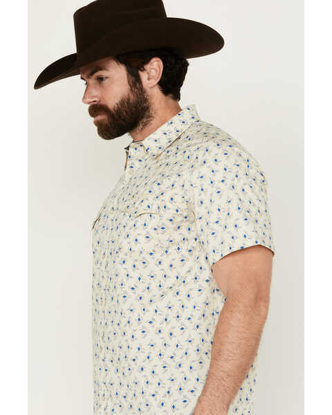 Image #2 - Moonshine Spirit Men's Tenor Southwestern Geo Print Short Sleeve Snap Western Shirt , Cream, hi-res