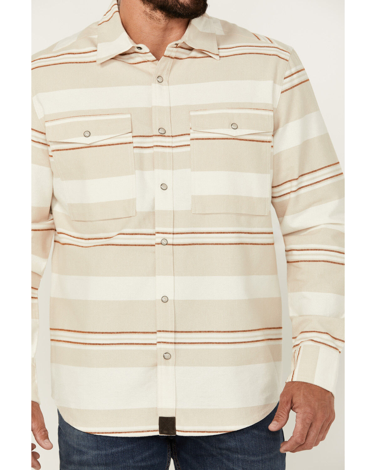 Image #3 - Dakota Grizzly Men's Shane Striped Long Sleeve Snap Western Shirt, Sand, hi-res