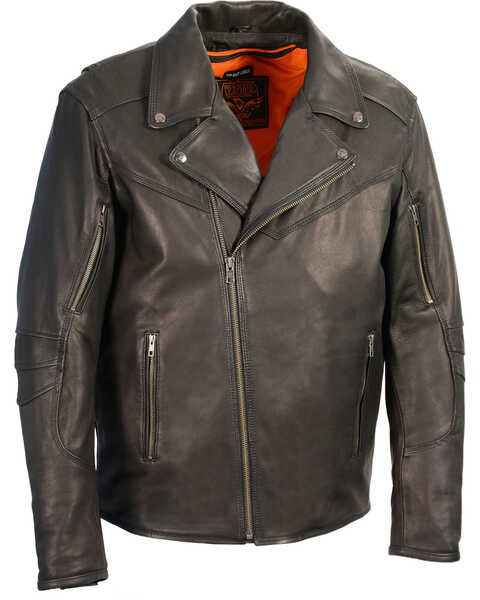 Milwaukee Leather Men's Lightweight Extra Long Biker Jacket - Big 3X , Black, hi-res