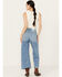 Image #3 - Ceros Women's Medium Wash High Rise Paisley Printed Wide Leg Straight Stretch Jeans, Medium Wash, hi-res