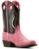Image #1 - Ariat Girls' Futurity Fort Worth Roughout Western Boots - Broad Square Toe, Pink, hi-res