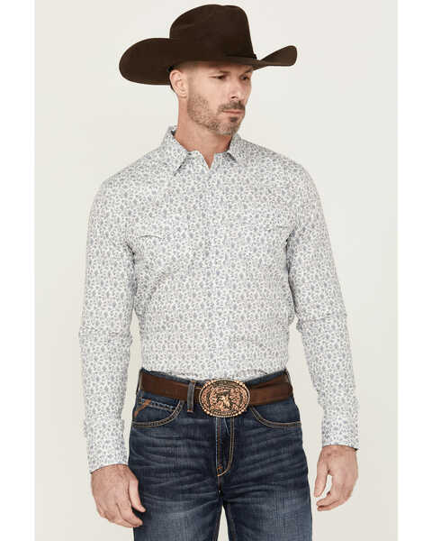 Image #1 - Cody James Men's Dandy Floral Print Long Sleeve Snap Western Shirt - Big , White, hi-res