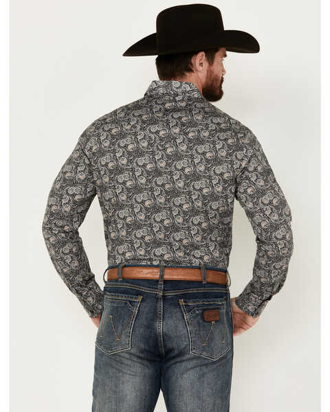 Image #4 - Rock & Roll Denim Men's Paisley Print Long Sleeve Pearl Snap Stretch Western Shirt , Black, hi-res