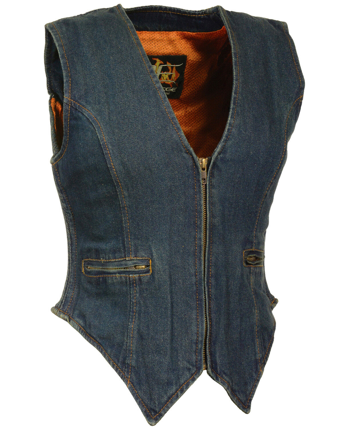Image #1 - Milwaukee Leather Women's Side Stretch Zipper Front Denim Vest - 3X, Blue, hi-res