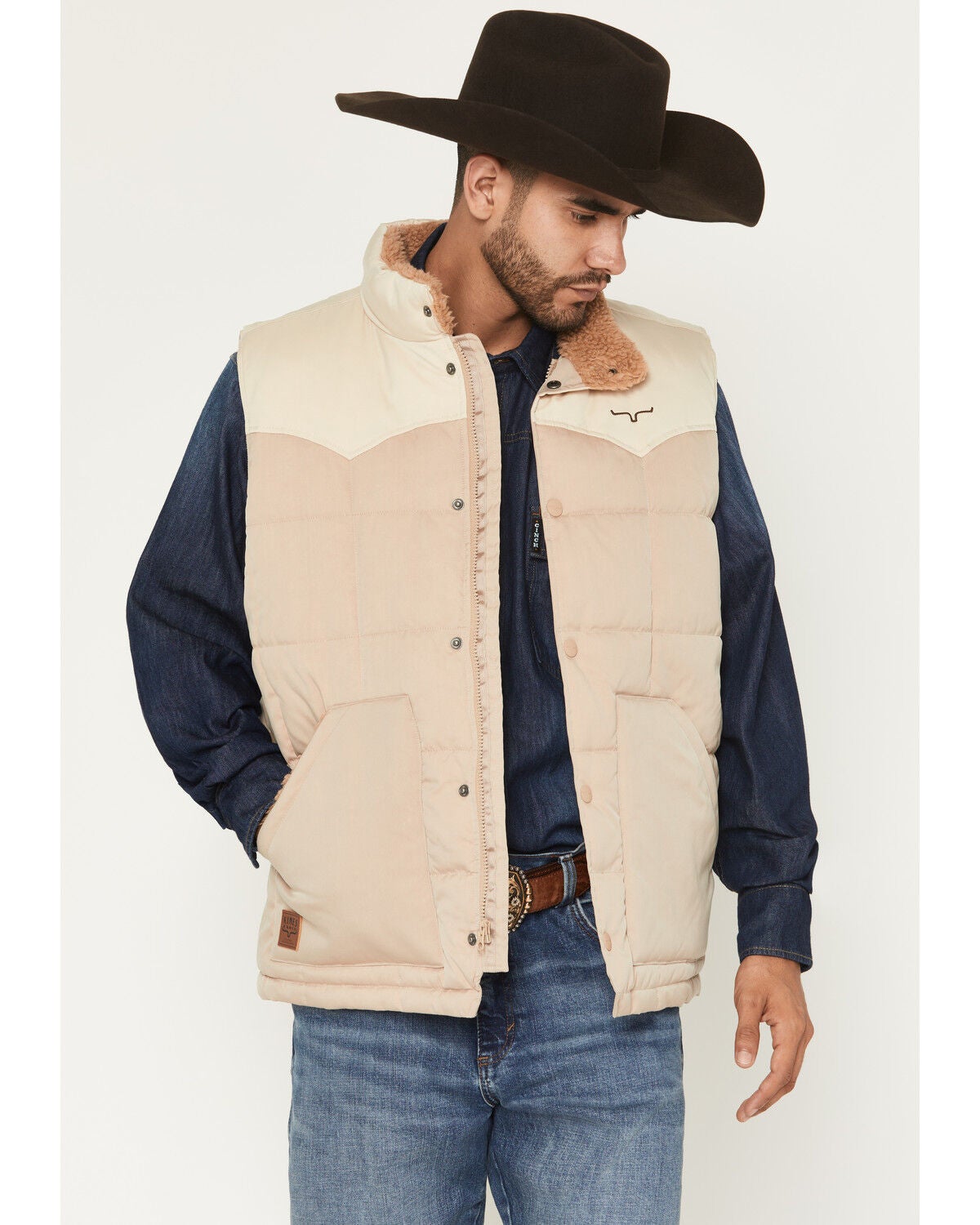 Kimes Ranch Men's Muir Trail Quilted Zip Vest, Khaki, hi-res