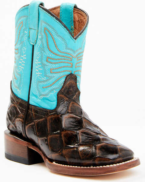 Image #1 - Tanner Mark Little Boys' Cooper Western Boots - Broad Square Toe, Chocolate, hi-res