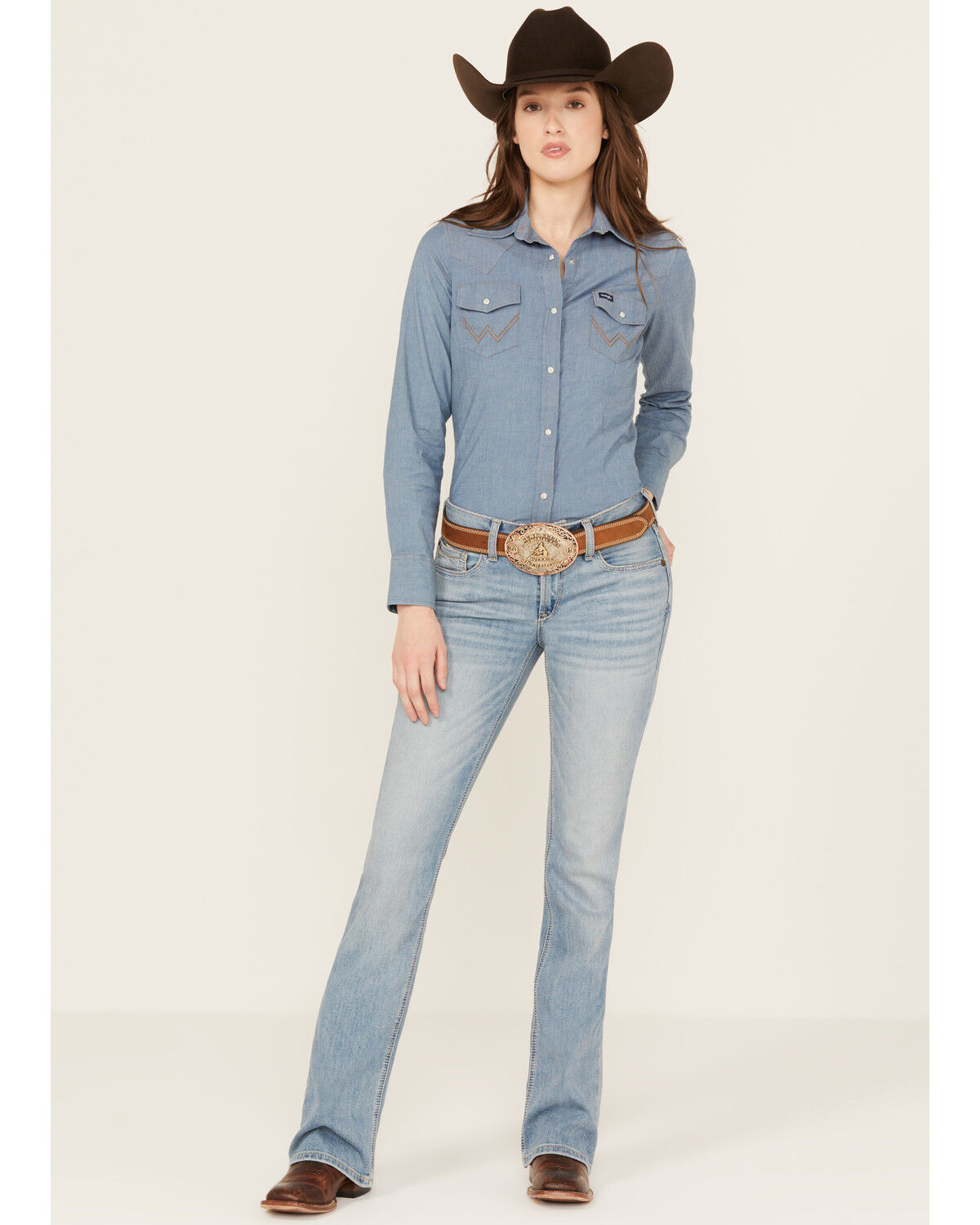 Image #1 - Ariat Women's Light Wash Perfect Arrow Fit Penelope Stretch Bootcut Jeans, Light Wash, hi-res