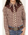 Image #3 - Roper Girls' Plaid Print Long Sleeve Pearl Snap Western Shirt, White, hi-res