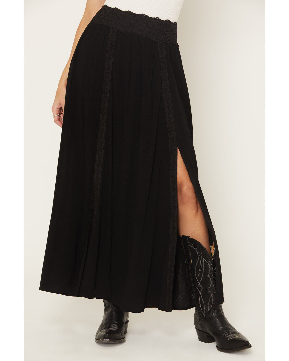 Image #2 - Shyanne Women's Lace Inset Maxi Skirt, Black, hi-res