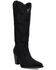 Image #1 - Dingo Women's Evita Tall Suede Western Boots - Snip Toe, Black, hi-res