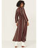 Image #4 - Wrangler Retro Women's Southwestern Striped Print Long Sleeve Button-Down Maxi Dress, Burgundy, hi-res