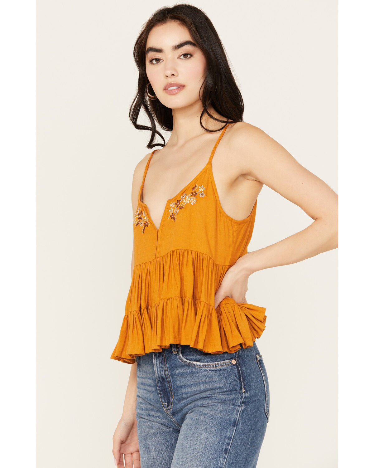 Image #2 - Patrons of Peace Women's Embroidered Bonita Tank Top, Mustard, hi-res