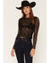 Image #1 - Rock & Roll Denim Women's Long Sleeve Lace Top, Black, hi-res