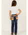 Ranch Dress'n Girls' Medium Wash Serape Pocket Stretch Regular Bootcut Jeans , Blue, hi-res