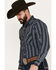 Image #2 - Ely Walker Men's Striped Long Sleeve Pearl Snap Western Shirt, Black, hi-res