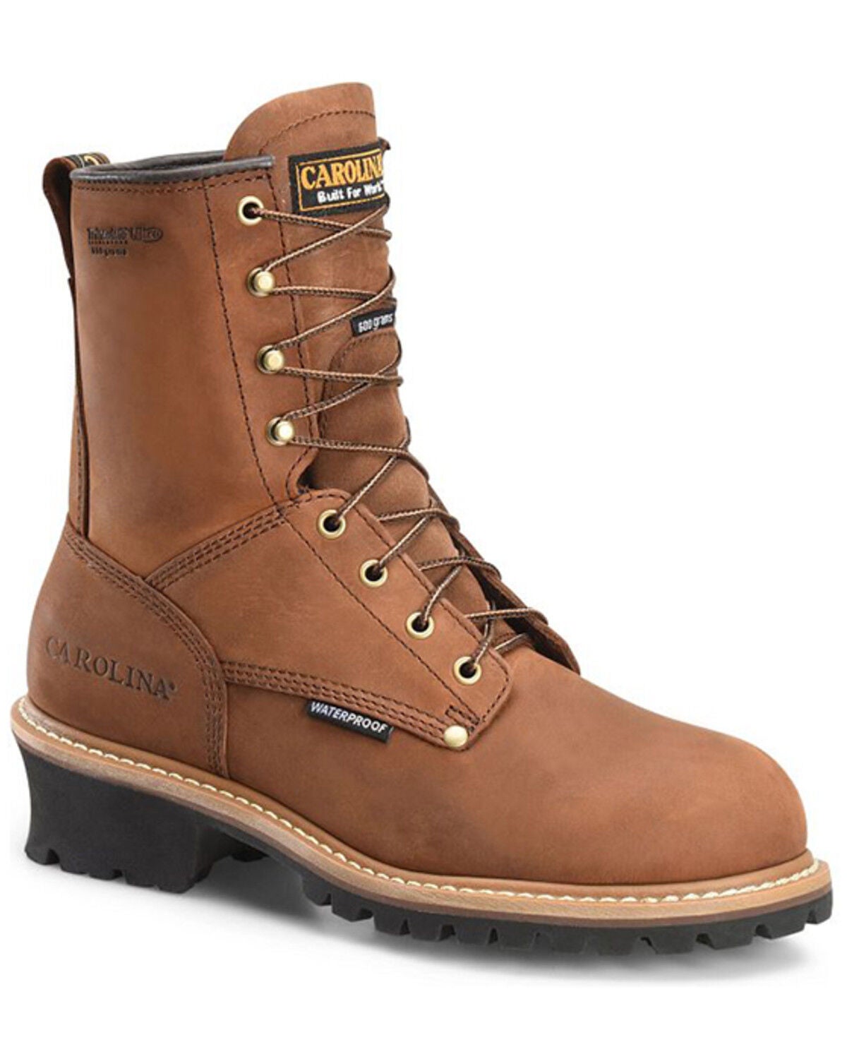 Carolina Men's Waterproof Insulated Logger Boots - Soft Toe, Brown, hi-res